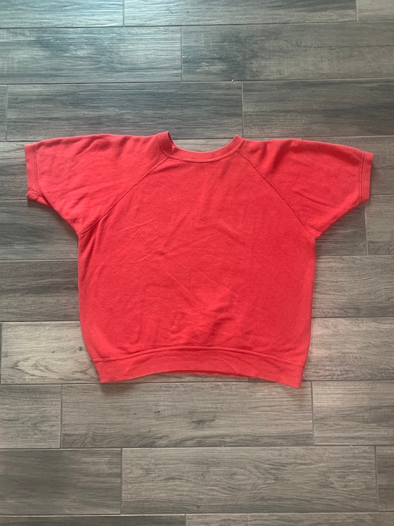 Vintage 1940s 50s Ragland Short Sleeve Red Sweatsh
