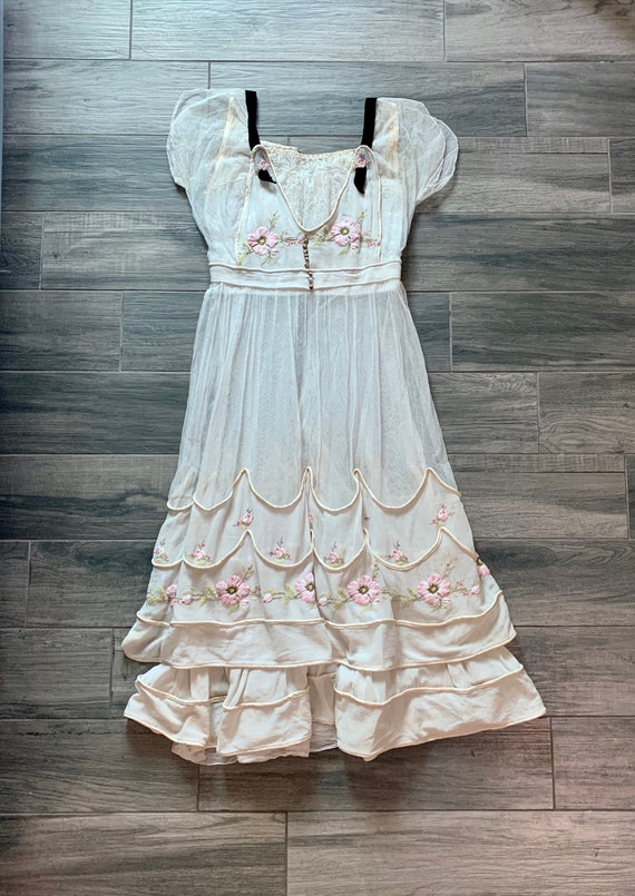Edwardian Layered Tambour Embroidered Dress
