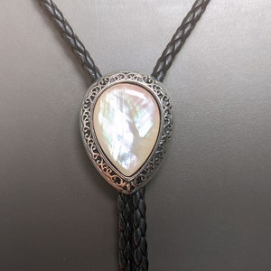 Water Drop Mother of Pearl Bola BOLO Tie - Wedding Necklace for Men Women Groomsmen Bridegroom - Western Cowboy Necktie