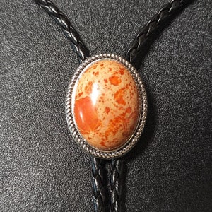 Cravate Bola BOLO turquoise à petits pois orange naturel - Collier de mariage pour hommes garçons d&#39;honneur - Cravate cowboy western