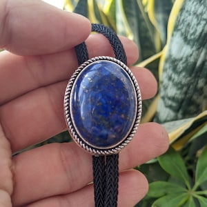 Small Lapis Lazuli Bola BOLO Tie Necklace - Wedding Necklace for Men Women Groomsmen Bridegroom - Western Cowboy Necktie