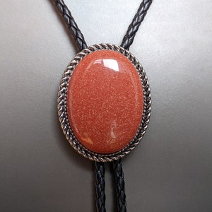 Starlight Orange Agate Bola Bolo Tie - Wedding Necklace for Men Groomsmen Bridegroom - Western Cowboy Necktie