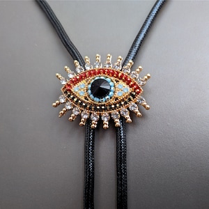 Diamond Demon Eye Totem Bolo Tie - Western Cowboy Mens Groomsmen Bridegroom Bola Bolo Tie - Wedding Necklace Necktie