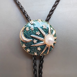 Corbata BOLO con forma de bola de sol, luna y estrellas: collar de boda para hombres, padrinos de boda, novios: corbata de vaquero occidental