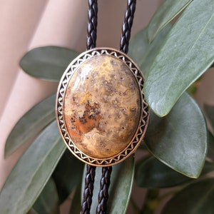 Oil Painting Agate Mens Groomsmen Bridegroom BOLO Tie - Wedding Necklace - Western Cowboy Necktie