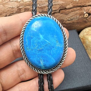 Cravate bola bolo bleu turquoise naturel - Collier de mariage pour homme garçons d&#39;honneur - Cravate cowboy western