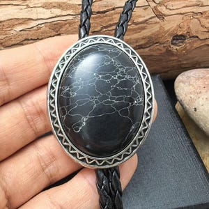Granite Bola BOLO Tie Necklace - Wedding Necklace for Men Women Groomsmen Bridegroom - Western Cowboy Necktie
