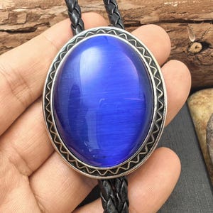 Sapphire Bola BOLO Tie for Men Women Groomsmen Bridegroom - Wedding Necklace - Western Cowboy Necktie