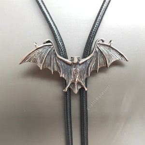 Flying Bat Bolo Tie – Western Cowboy Wedding Necklace for Men Groomsmen