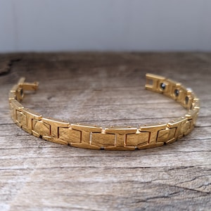 18K Gold Plating Adjustable Bracelet for Men or Women - Tungsten Carbide link Bracelet Charm - Health Magnetic Bangle