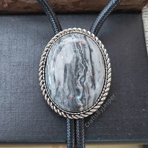 Cravate Bola Bolo en pierre d'agate carte - Collier de mariage pour hommes garçons d'honneur - Cravate cowboy western