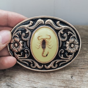 Boho Luminous Real Scorpion Buckle - Mens Zinc Alloy Belt Buckle Western Cowboy