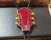 Music Guitar Head - Bola BOLO Tie for Men Women Groomsmen Bridegroom Wedding Necklace - Western Cowboy Necktie