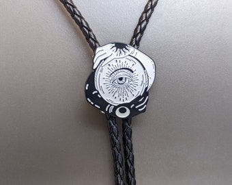 Corbata de bolo con forma de bola de monstruo de ojos grandes para hombre y mujer - Collar de boda, corbata de vaquero occidental