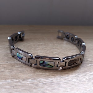 10 mm wolfraamcarbide armband voor heren - abalone schelp ingelegd armband, kerstcadeau, jubileumsieraden