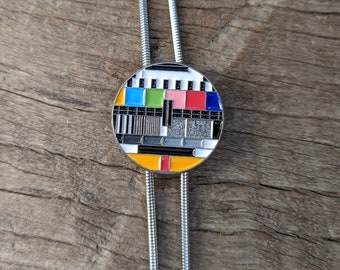 Corbata tipo bolo con estampado de prueba de televisión - Corbata western de acero inoxidable