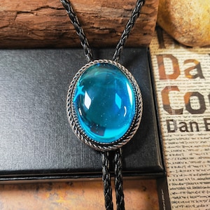 Blå akrylstensboloslips: Western Cowboy-slips