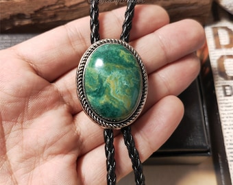 グリーンジェイド ボラタイ - ウエスタン カウボーイ ジルコン合金 ボロネクタイ