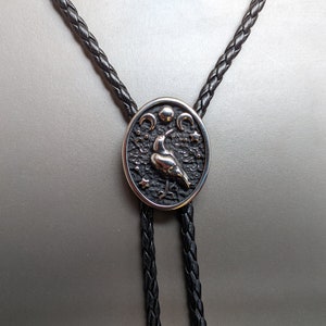 Crow and Moon Bolo Tie – Western Stainless Steel Necktie Gift for Him Her