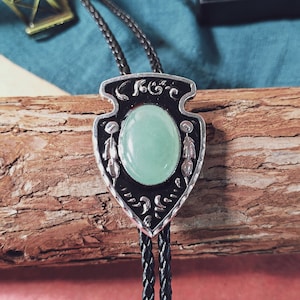 Jade Bolo Tie: Western Cowboy Necktie, Zircon Alloy Pendant