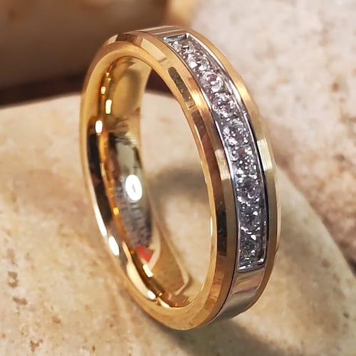 8MM Black Mens Tungsten Carbide Ring AAA Zircon Wedding | Etsy