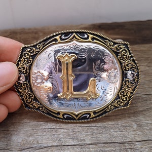 Hebilla de cinturón de vaqueros del oeste - Hebilla de cinturón para hombre - Hebillas con letras del alfabeto - Idea de regalo para el Día del Padre en Navidad BW07