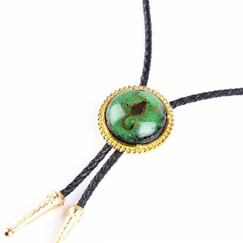 Ruby Scorpion Bola BOLO Tie Necklace Men Women Groomsmen Bridegroom Western Cowboy