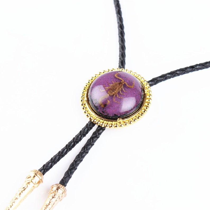 Ruby Scorpion Bola BOLO Tie Necklace Men Women Groomsmen Bridegroom Western Cowboy