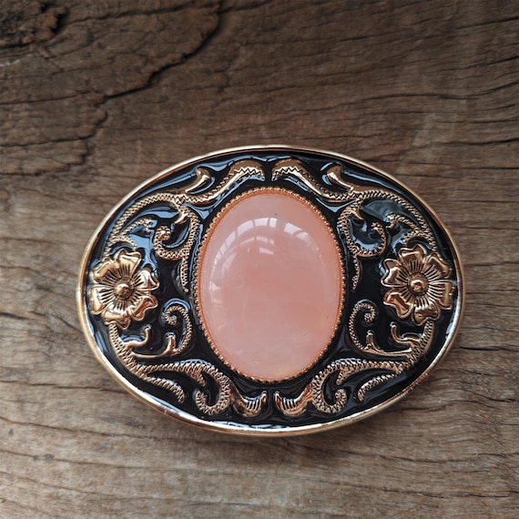 Boho Western Cowboy Belt Buckle: Pink Crystal Rose-gold  display picture 2
