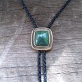 Natural Jade Bolo Tie – Leather Western Cowboy Necktie Gift for Him Her