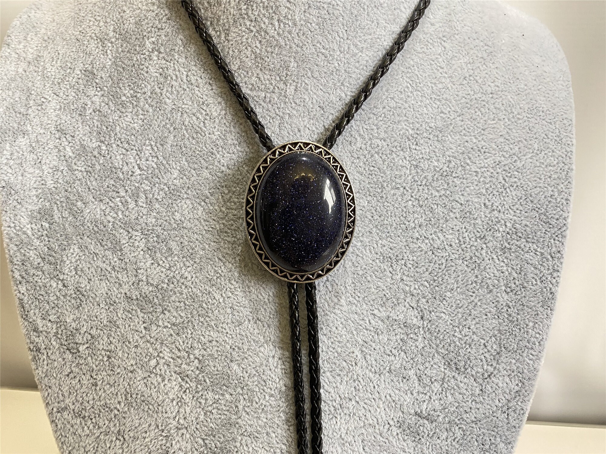 Dark Blue Sandstone Bola BOLO Tie Wedding Necklace Men Women Etsy
