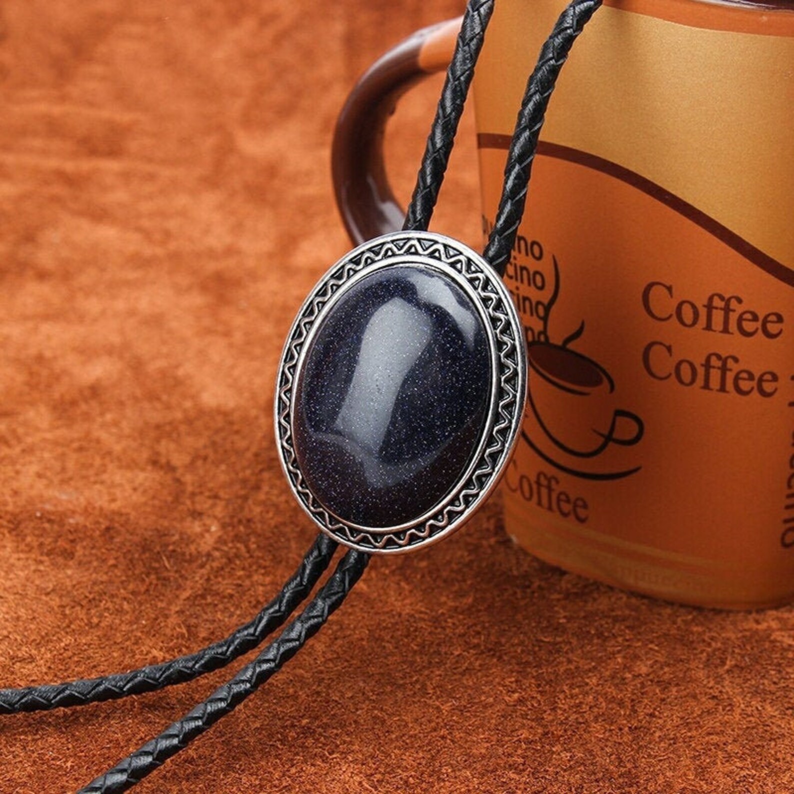 Dark Blue Sandstone Bola BOLO Tie Wedding Necklace Men Women Etsy