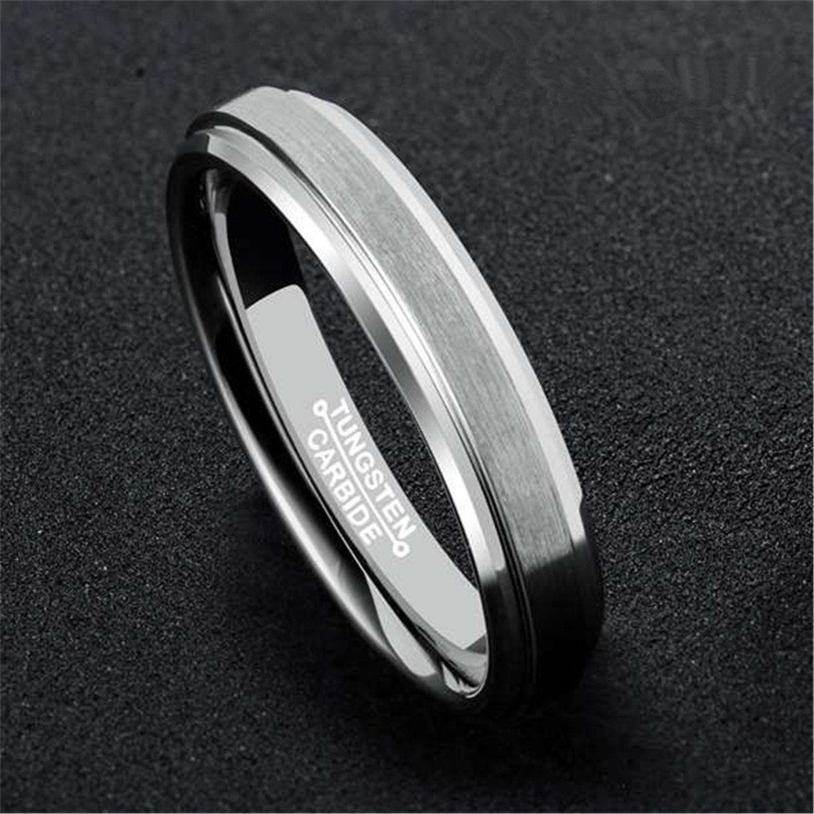 4MM/6MM Mens Tungsten Carbide Ring Flat Brushed Wedding