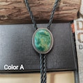 Green Forest Natural Jade Bola BOLO Tie - Wedding Necklace for Men Groomsmen Bridegroom - Western Cowboy Necktie