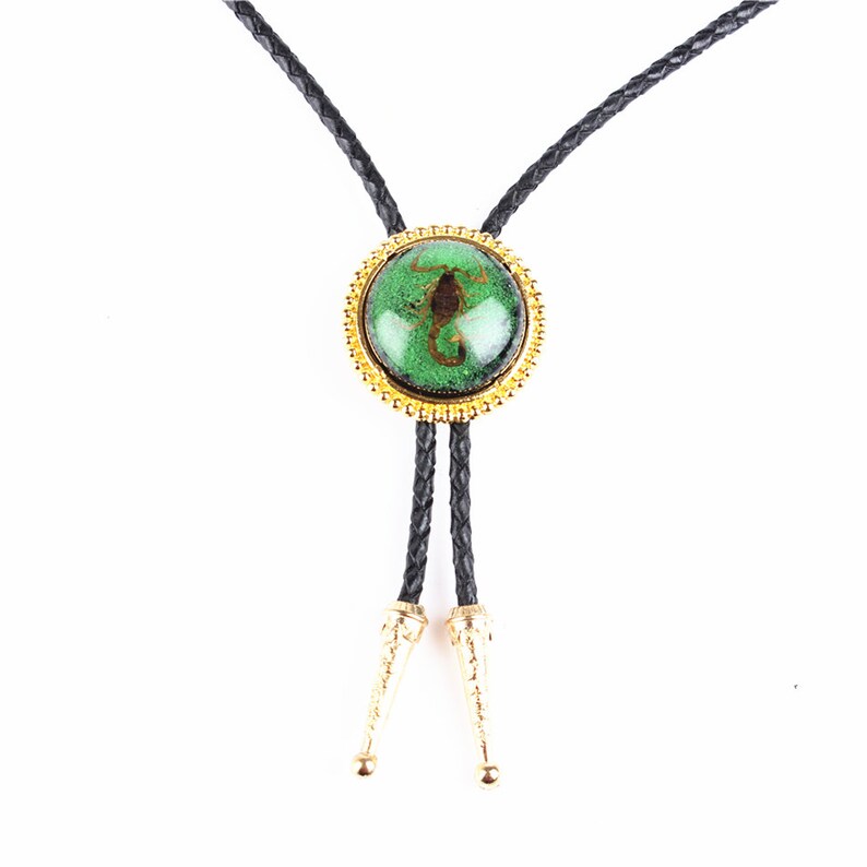 Ruby Scorpion Bola BOLO Tie Necklace Men Women Groomsmen Bridegroom Western Cowboy