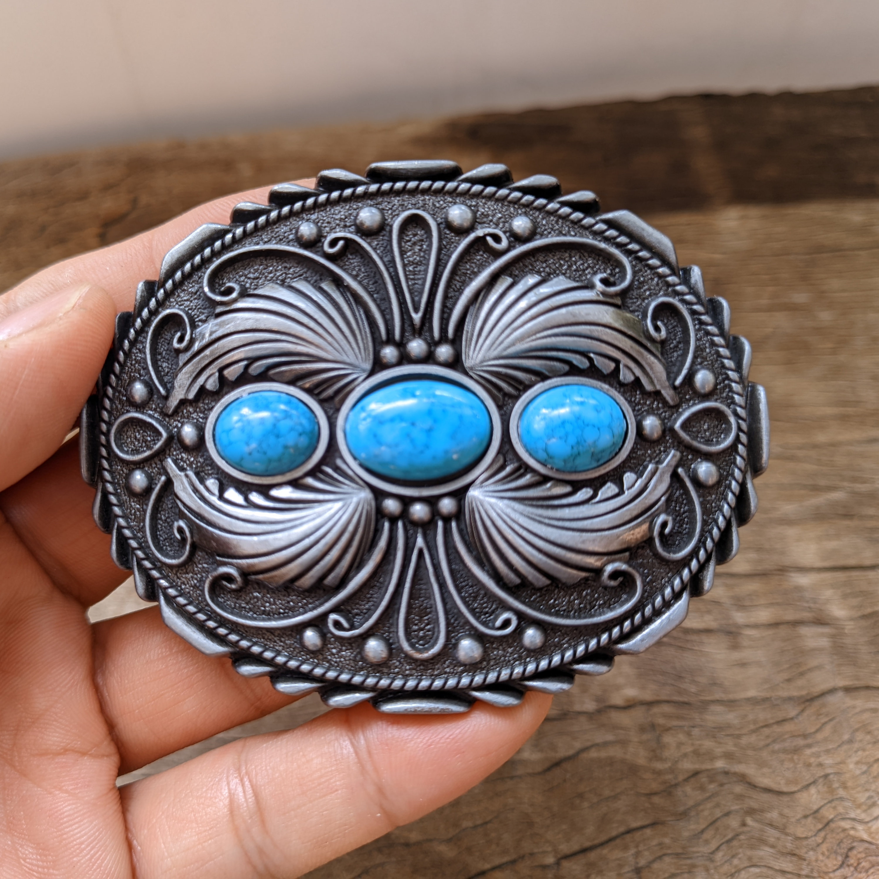 amazing handpainted cowboy western deer buckle belt blue fairy flower boho Women main image 3