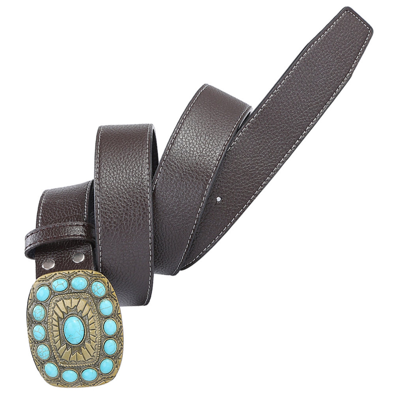 Copper Square Turquoise Mens Belt & Buckle Vintage Zircon Etsy