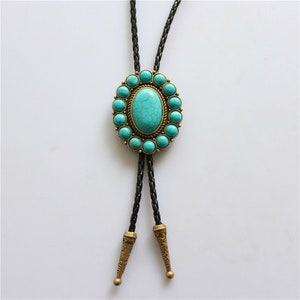 Circle Turquoise Bola BOLO Tie Necklace Wedding for Men or - Etsy