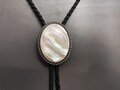 Mother of Pearl Bola Tie – Western Cowboy Faux Leather Necktie