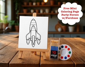 Rocket ship Paint Party Kit • Complete Paint Party Kit for Girls & Boys • Birthday Party Kit for Children • Kids Art Kids Activity