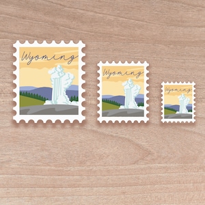 Wyoming Stamp Scenic Sticker | Water Bottle | Decal | Vinyl | Water Proof | Wholesale | Vinyl Waterproof Laptop Water bottle Sticker