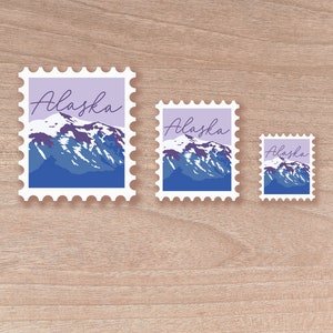 Alaska Stamp Scenic Sticker | Water Bottle | Decal | Vinyl | Water Proof | Wholesale | Vinyl Waterproof Laptop Water bottle Sticker