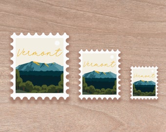 Vermont Stamp Scenic Sticker | Water Bottle | Decal | Vinyl | Water Proof | Wholesale | Vinyl Waterproof Laptop Water bottle Sticker