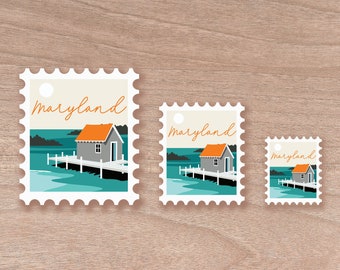 Maryland Stamp Scenic Sticker | Water Bottle | Decal | Vinyl | Water Proof | Wholesale | Vinyl Waterproof Laptop Water bottle Sticker