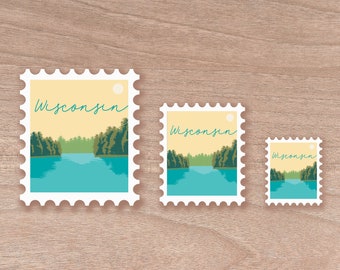 Wisconsin Stamp Scenic Sticker | Water Bottle | Decal | Vinyl | Water Proof | Wholesale | Vinyl Waterproof Laptop Water bottle Sticker