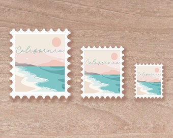 California Stamp Scenic Sticker | Water Bottle | Decal | Vinyl | Water Proof | Wholesale | Vinyl Waterproof Laptop Water bottle Sticker