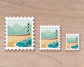North Carolina Stamp Scenic Sticker | Water Bottle | Decal | Vinyl | Water Proof | Wholesale | Vinyl Waterproof Laptop Water bottle Sticker