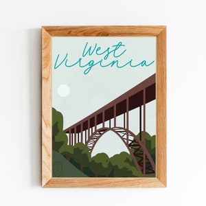 West Virginia digitaler Download, handgemachte Wohnkultur, Wandkunst, Wand-Dekor, minimalistische Kunst, Zustand Druck, Reise-Plakat, druckbare Wandkunst