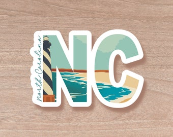 North Carolina State Abbreviation Sticker | Water Bottle | Decal | Vinyl | Water Proof | Wholesale | Vinyl Laptop Water bottle Sticker