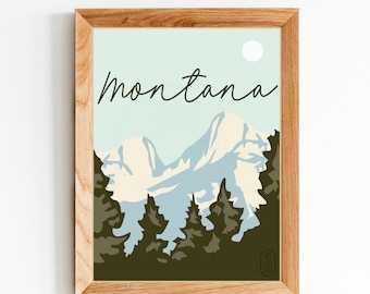 Montana Digital Download, Handmade Home Decor, Wall Art, Wall Decor, Minimalist Art, State Print, Travel Poster, Printable Wall Art